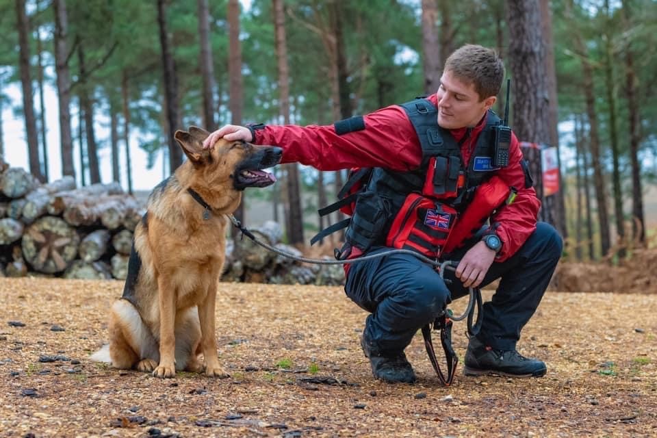 Photo of search dog Maya and handler Conor